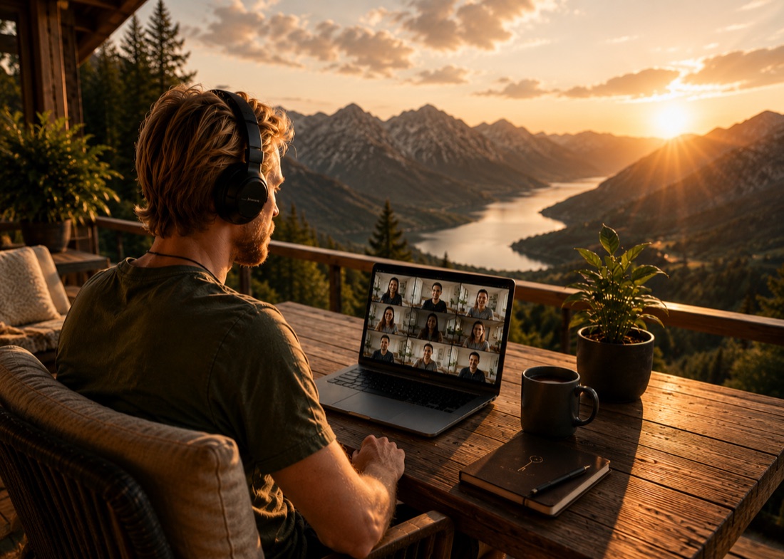 Business Streaming – Live-Session mit Bergblick